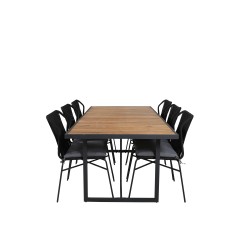 Khung illallinen Table - Black Steel / Acacia (teklook) - 200*100cm+Julian Black Steel / Black Rope (pinottavissa) 6 6