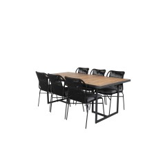 Khung Dining Table - Black Steel / Acacia (teklook) - 200*100cm+Julian Dining Chair - Black Steel / Black Rope (stackable)_6