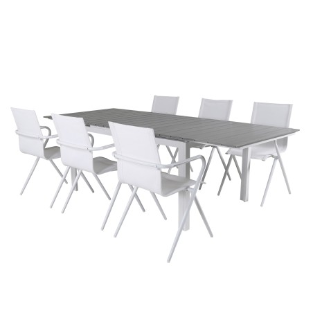 Nivå Tabell 160/240 - Vit / Gråalina Matsalstol - Vit Aluminium / Vit Textilene_6