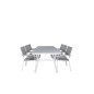 Virya Dining Table - White Alu / Grey Glass - Big Table Levels Chair - White Alu / Grey Aintwood