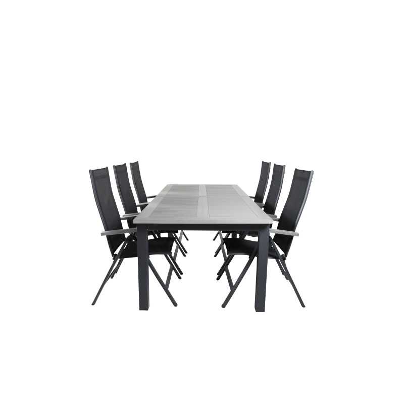 Albany Table - 224/324 - Black/Grey, Albany Light 5-pos - musta/musta tekstiili ja harmaa teak_ 6