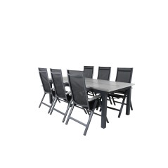 Albany Table - 224/324 - Black/Grey, Albany Light 5-pos - black / Black textilene and grey teak_6