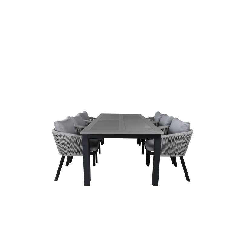 Albany Table - 224/324 - Black/Grey Virya Dining Tuoli K Alu / Grey Cushion