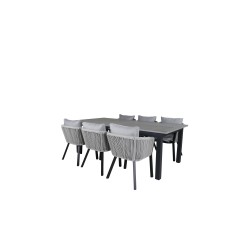 Albany Table - 224/324 - Black/Grey, Virya Dining Chair - BLACK Alu / Grey cushion _6