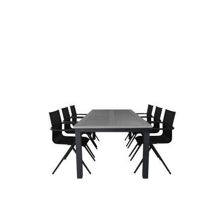 Albany Table - 224/324 Black/Grey, Alina Dining Chair - Black Alu/Black Textilene