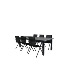 Albany Table - 224/324 - Black/Grey, Alina Dining Chair - Black Alu / Black Textilene_6