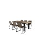 Panama Tabell 152/210 - Svart / Teak, Lindos Stapelbar stol - Svart Aluminium / Latte Rep_6