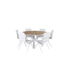 Mexico Table ø 140 - White/Teak, Alina Dining Chair - white Alu / White Textilene_6