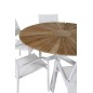 Mexiko Tabell Ø 140 - Vit / Teak, Santorini Armstol (stapelbar) - Vit Aluminium / Vit Textilene_6