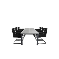 Albany Table - 224/324 - Black/Grey, Lindos Karmstol med svikt Svart stål / Svart rep_6