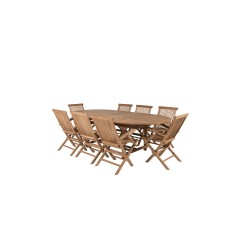 Kenya Oval Dining Table 180/240*120*H75 -Teak, Kenya Folding Chair - With Armrest - Teak_8