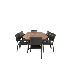 Kenya Oval Dining Table 180/240*120*H75-Teak, Tasotuoli (pinottava) - Black Alu / Black Aintwood