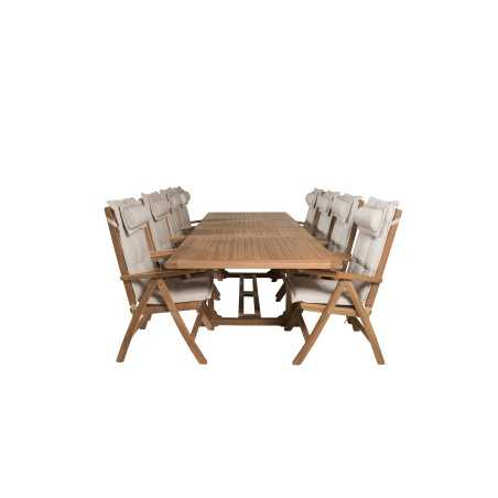 Kenya Dining Table 195/295*110*H75 - Teak, Kenya 5-position Folding Chair - Teak_8