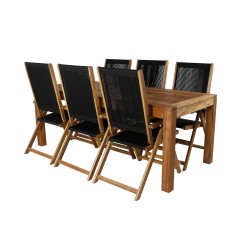 Little John Dining Table - 200*90*H76 - Acacia, Little John foldable Chair - Rope / Acacia_6