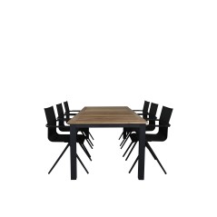 Panama - Table - 224/324*100 - svart Alu/Teak, Alina Dining Chair - Black Alu / Black Textilene_6