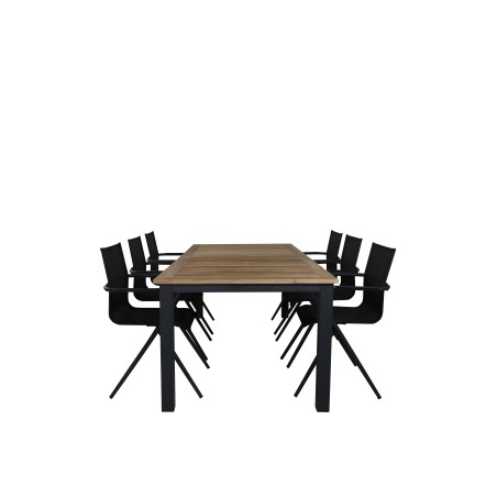 Panama - Table - 224/324*100 - svart Alu/Teak, Alina Dining Chair - Black Alu / Black Textilene_6