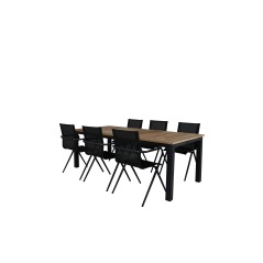 Panama - Table - 224/324*100 - svart Alu/Teak, Alina Dining Chair - Black Alu / Black Textilene_6