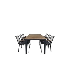 Panama - Table - 224/324*100 - svart Alu/Teak, Dallas Dining Chair_6