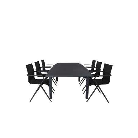 Marbella Table 160/240 - Black/Black, Alina Dining Chair - Black Alu / Black Textilene_6