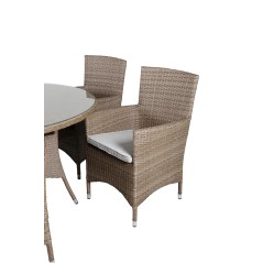 Vikelund Table ø 140 - Nature, Malin Armchair - Nature/Sand_6