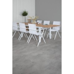 Panama Tabell 160/240 - Vit / Teak, Alina Matsalstol - Vit Aluminium / Vit Textilene_6