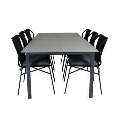 Levels Table 229/310 - Black/Grey, Julian Dining Chair - Black Steel / Black Rope (stackable)_6