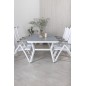 Virya Dining Table - White Alu / Grey Glass - Big Table Albany 5:pos Stol - Valkoinen alumiini/valkoinen tekstiili