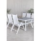 Virya Dining Table - White Alu / Grey Glass - Big Table Albany 5:pos Stol - Valkoinen alumiini/valkoinen tekstiili