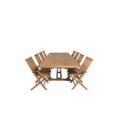 Kenya Dining Table 195/295*110*H75 – Teak, Kenya Folding Chair – With Armrest – Teak_8