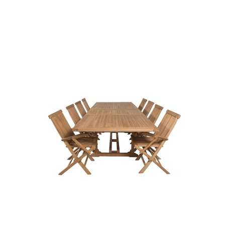 Kenya Dining Table 195/295*110*H75 – Teak, Kenya Folding Chair – With Armrest – Teak_8