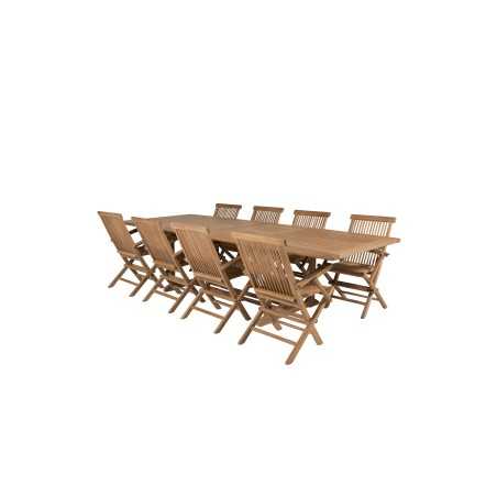 Kenya Dining Table 195/295*110*H75 – Teak, Kenya Folding Chair – With Armrest – Teak_8