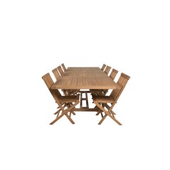 Kenya Dining Table 195/295*110*H75 - Teak, Kenya Folding Chair w/o Armrest - Teak_8