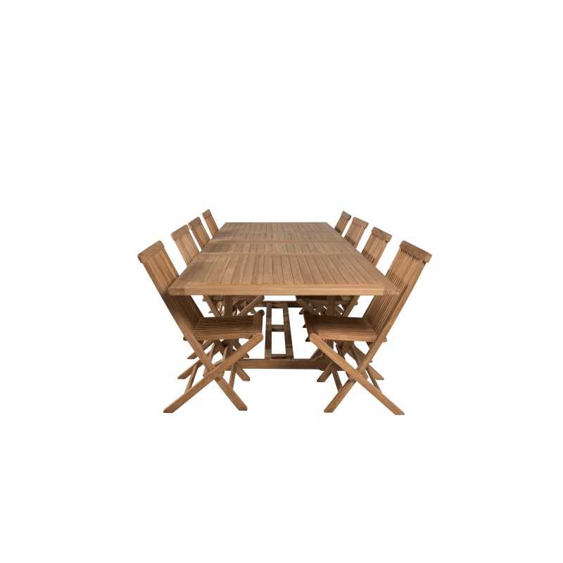 Kenya Dining Table 195/295*110*H75 – Teak, Kenya Folding Chair W/o Armrest – Teak_8