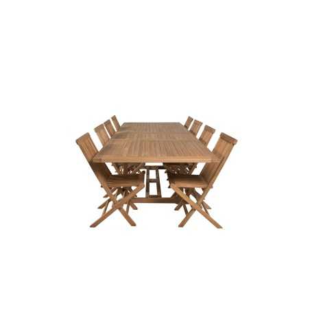 Kenya Dining Table 195/295*110*H75 - Teak, Kenya Folding Chair w/o Armrest - Teak_8