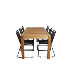 Peter Dining Table - 200*90*H76 - Acacia, Lindos Stacking Chair - Black Alu / Black Rope_6