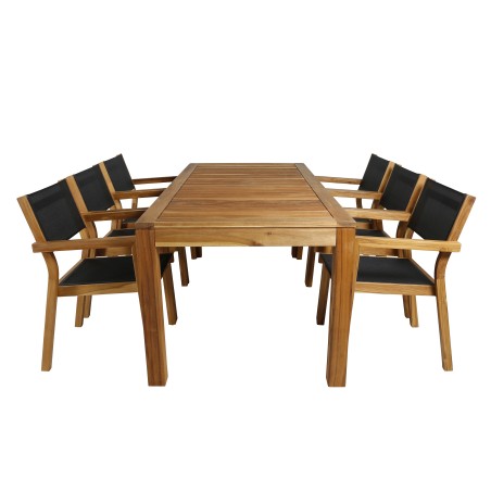 Peter Dining Table - 200*90*H76 - Acacia, Venice Stackingchair - Teak / Black textilene_6