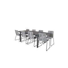 Marbella Table 160/240 - Black/Black, Lindos Chair - Black/Grey_8