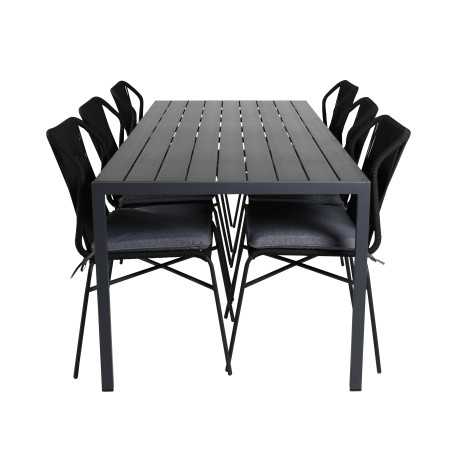 Break Table 205*90 - Black/BlackJulian Dining Chair - Black Steel / Black Rope (stackable)_6