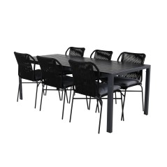 Break Table 205*90 - Black/BlackJulian Dining Chair - Black Steel / Black Rope (stackable)_6