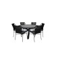 Parma - Table ø 140 - Black Alu/Grey Aintwood, Julian Dining Chair - Black Steel / Black Rope