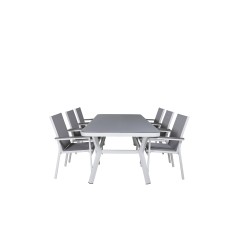 Virya Dining Table - White Alu / Grey Glass - big table+Parma Chair - White/Grey_6