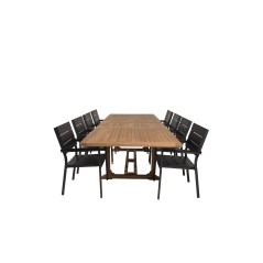 Kenya Dining Table 195/295*110*H75 - Teak, Levels Chair - Black Alu/Black Aintwood_8