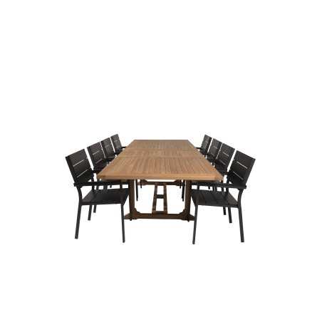 Kenya Dining Table 195/295*110*H75 - Teak, Levels Chair - Black Alu/Black Aintwood_8