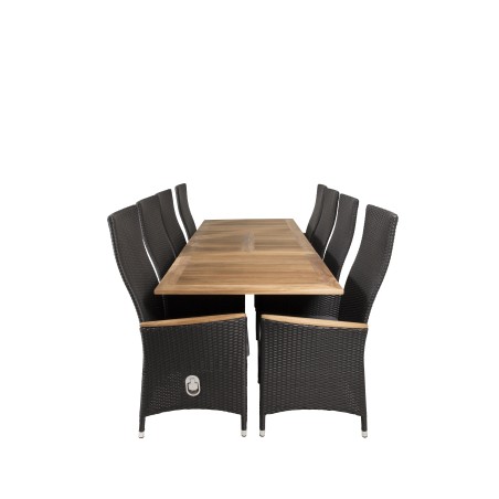 Panama Table 160/240 - Black/Teak, Padova Chair (Recliner) - Black/Teak_8