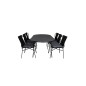 Viga Dining Table - Black Steel / Grey Spray jäätelö - 200*100cm, Julian Dining Chair - Black Steel / Black Rope 6 6