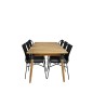 Julian Dining Table - Acasia - 210*100cm, Julian Dining Chair - Black Steel / Black Rope 6 6