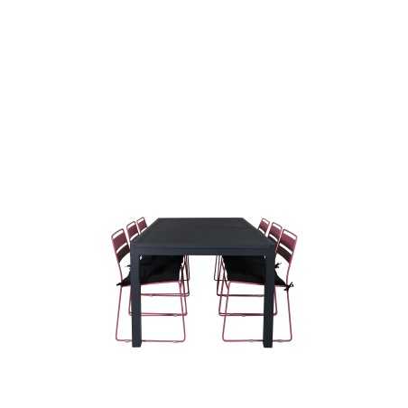 Marbella Table 160/240 - Black/Black, Lina Dining Chair - Pink_6