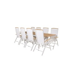 Panama Table 160/240 - White/Teak, Panama 5:pos Chair - White/Teak_8