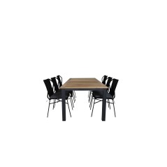 Panama - Table - 224/324*100 - svart Alu/Teak, Julian Dining Chair - Black Steel / Black Rope (stackable)_6