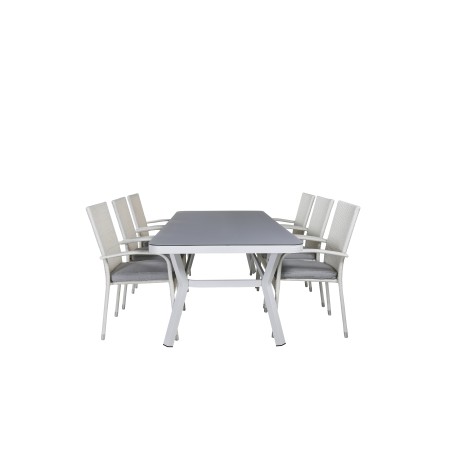 Virya Dining Table - White Alu / Grey Glass Tuoli